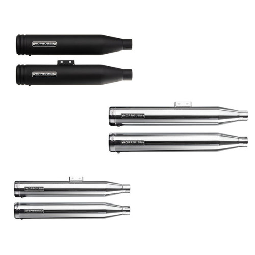 PartzBiz HD: 190341237-Slip-on Mufflers Deep Sound For 2018-2024 Harley Softail Fatboy Breakout Street Bob Slim Low Rider Heritage Classic Deluxe - Chrome-short