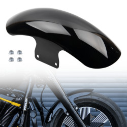 PartzBiz HD FDR-FL160-BLK - Short Front Fender for 2018+ Harley Fat Boy Stainless Steel Gloss Black - 2018+ Fat Boy