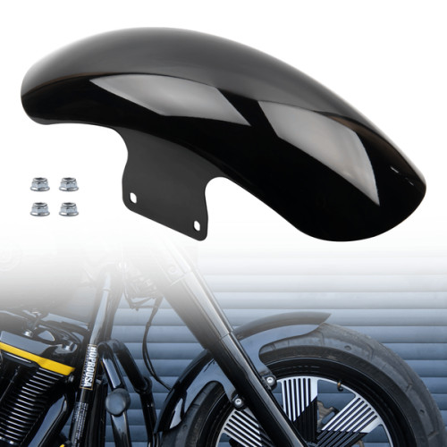 PartzBiz HD: FDR-FL160-BLK-Short Front Fender for 2018+ Harley Fat Boy Stainless Steel Gloss Black - 2018+ Fat Boy
