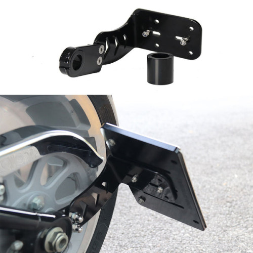 PartzBiz HD: HLHX036-2-Gloss Black License Plate Relocation Bracket Kit for Harley Softail 2008-2025 Models - 2008-2017 Harley Softail