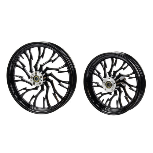 PartzBiz HD: WHL-FB18-BLK-3D Forged Hollow-out Bole Wheels for Harley Softail 2018+ Models - 18x4.25inch Front Wheel For 2018+ Fatboy
