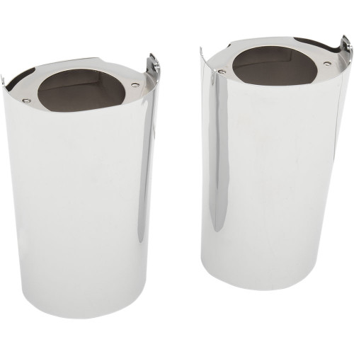 PartzBiz HD: 3462446-Drag Chrome Smooth +2” Length Fork Tube Slider Covers Cowbell Harley Touring 14+
