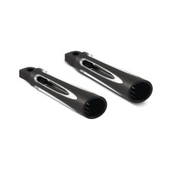 PartzBiz HD 06-472 - Arlen Ness Footpegs Foot Pegs Aluminum Black Deep Cut Motorcycle Bike Footrest