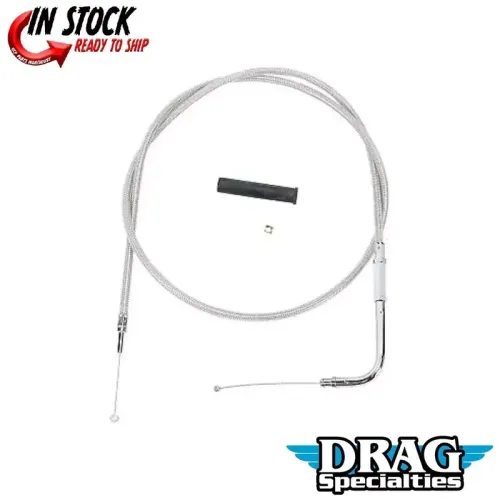 PartzBiz HD: 3473723-Braided Stainless Throttle Cable 43 1/2” 90 Degree 5” Harley 96-17 Big Twin Cam
