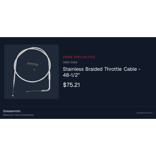 PartzBiz HD: 3473774-Braided Stainless Throttle Cable 48 1/2” 90 Degree 5” Harley 96-17 Big Twin Cam