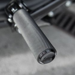 PartzBiz HD 07-925 - Arlen Ness Knurled Fusion Footpegs Foot Pegs Black Male Mount Rubber Harley