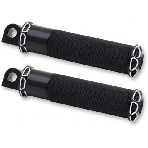 PartzBiz HD: 3461478-Arlen Ness Fusion Fixed Foot Pegs Beveled Passenger Footpegs Black Rubber Street