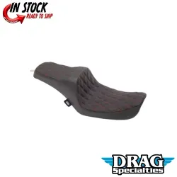 PartzBiz HD 0803-0654 - Drag Specialties Predator III Red Diamond Seat Harley Softail 96-03 Dyna FXDWG