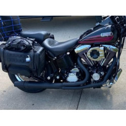 PartzBiz HD 1027B - Thunderheader Black 2 Into 1 Header Muffler Exhaust Pipe System Harley Softail