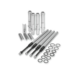 PartzBiz HD 106-6051 - S&S Quickee EZ ติดตั้ง Pushrods แบบปรับได้ Chrome Cover Kit 99+ Harley Twin Cam