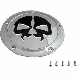 PartzBiz HD 1107-0552 - Drag Specialties Split Black Skull Derby Cover Accent Chrome 16+ Harley Touring PartzBiz HD 1107-0552 - Drag Specialties Split Black Skull Derby Cover Accent Chrome 16+ Harley Touring