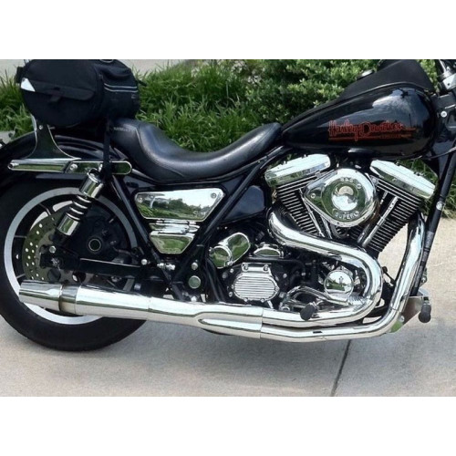 PartzBiz HD: 3448773-Chrome Thunderheader 2 into 1 2:1 Heat Shield Set 3 For Dyna FXR Exhaust Pipe