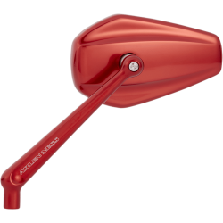 PartzBiz HD 13-152 - Arlen Ness Red Mini Stocker Left Side View Mirror Handlebar Screw-In Harley