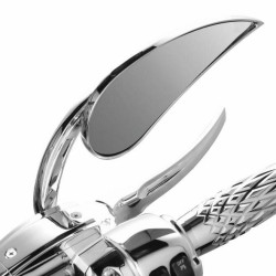 PartzBiz HD 13-411 - Arlen Ness Rad II Micro Rear View Teardrop Convex Mirror Chrome Right Handlebar