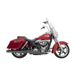 PartzBiz HD 1D28RB - Bassani Black Road Rage 2 Into 1 Megaphone Exhaust System Harley Dyna 12-16 FLD