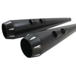 PartzBiz HD 1F66RB - Bassani Black True Dual Down Under Exhaust w/ Megaphone Mufflers Harley Touring