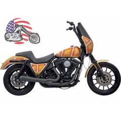 PartzBiz HD 1FXR2B - Black Bassani 2 into 1 Road Rage Exhaust System Pipe w Short Upswept Muffler FXR