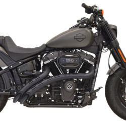PartzBiz HD 1S22FB - Bassani Black Slotted Radial Street Sweeper Exhaust Pipes Headers Harley Softail