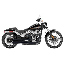 PartzBiz HD 1S34DB - Bassani Black Pro Street Turnout Stepped Exhaust Pipes Header Harley Softail 18+