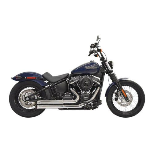 PartzBiz HD: 3476164-Bassani Chrome Pro Street Turnout Exhaust Step Pipes Headers Harley Softail M8