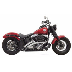 PartzBiz HD 1SD1F - Bassani Chrome Radial Sweepers Exhaust Pipes w/ Heat Shields Harley Softail Dyna