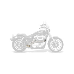 PartzBiz HD 1SD2FB - Bassani Chrome & Black Radial Sweepers Exhaust Pipes w/ Holes Heatshields Harley