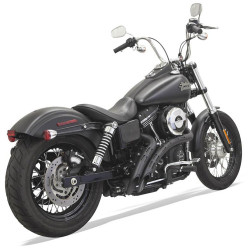 PartzBiz HD 1SD2FBB - Bassani Black Radial Sweepers Exhaust Pipes Holes Heatshields Harley Softail FXD