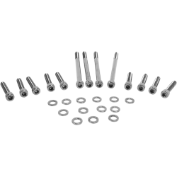 PartzBiz HD 2401-0568 - ชุดสลักเกลียวซ็อกเก็ตฝาครอบหลักลากสีดำ Knurled Harley Softail Dyna 07-17