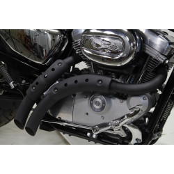 PartzBiz HD 30-1286 - Black 2” Magnum Drag Exhaust Pipe Set w/ Heatshields 2004-2013 Harley Sportster