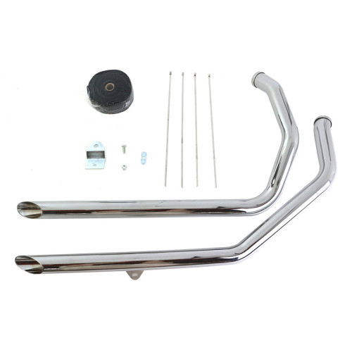 PartzBiz HD: 3441360-1 3/4” Chrome Slash Cut Header Wrap Drag Pipes Exhaust 1986-03 Harley Sportster
