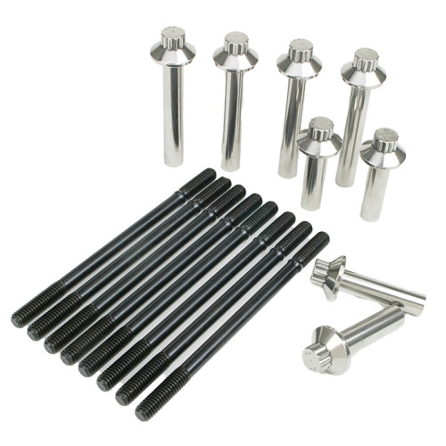 PartzBiz HD: 3487133-Feuling 12 Point Cylinder Stud Head Bolt Kit Chrome Black Harley Twin Cam 99-17