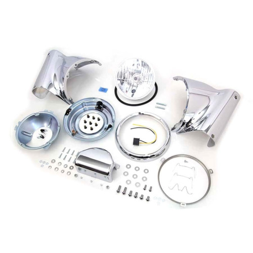 PartzBiz HD: 3442722-7” Chrome Headlight Cowl Nacelle Kit 86-17 Harley Softail Fatboy Heritage FLSTF