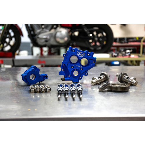 PartzBiz HD: 3460166-S&S 509C โซ่ไดรฟ์ Camshaft Cam Chest Plate น้ำมัน Pushrod Kit Harley 99-06 .509