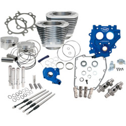 PartzBiz HD 330-0662 - S&S 100‚” เครื่องยนต์ขับเคลื่อนด้วยโซ่แพ็คเกจ Silver Power 585CE Cam Harley Twin Cam 99-06