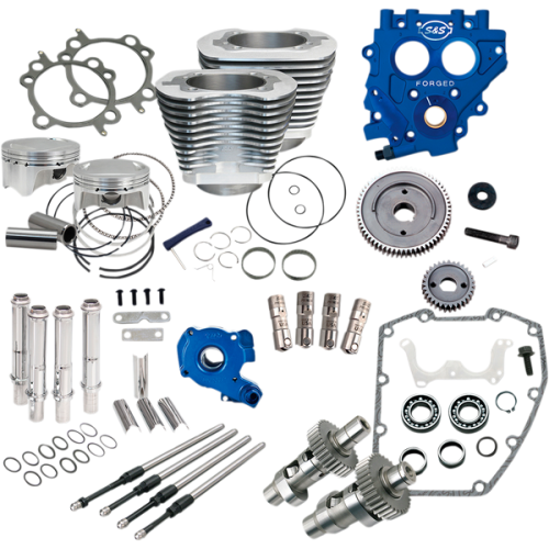 PartzBiz HD: 3465387-S&S 88‚” ถึง 100” Silver Power Package Gear Drive 585GE Cam Harley Twin Cam 99-06