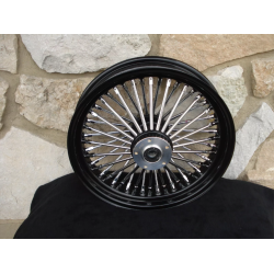 PartzBiz HD 37-521 - Black 18” X 3.5” 48 Fat King Spoke Rear Wheel Rim Harley Touring Softail Bagger