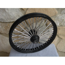 PartzBiz HD 37-534 - 48 King Fat Spoke 21 X 2.15 Front Wheel Black Rim Hub Harley Softail Wide Glide