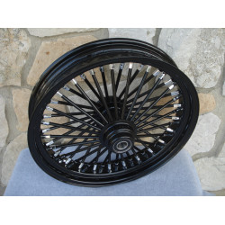 PartzBiz HD 37-721 - Ultima 18 X 3.5 Blackout 48 King Spoke ขอบล้อหน้าดิสก์เดี่ยว Harley