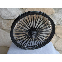 PartzBiz HD 37-722 - 48 King Fat Spoke Black Out 21” X 2.15” Front Wheel Rim Harley Softail Dyna