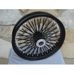 PartzBiz HD 37-724 - 21 x 3.5 48 Fat King Spoke Front Wheel Black Rim Dual Disc Harley Touring 00-07