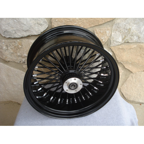 PartzBiz HD: 3442517-18” X 10.5 48 Fat King Daddy Mammoth Black Out Spoke Rear Wheel Black Rim Harley