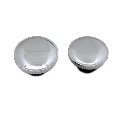 PartzBiz HD: 3477232-Fat Bob Split Tank Gas Fuel Caps Lid Chrome Dual Pair Vented Evo 84-95 Harley