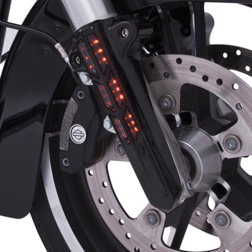 PartzBiz HD: 3448871-Ciro Chrome Forkini Front Fork Lower Leg Covers Slider Amber LED Harley Touring