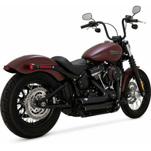 PartzBiz HD: 3454410-Vance & Hines Black Shortshots Staggered Exhaust Pipes 2018 Harley Softail