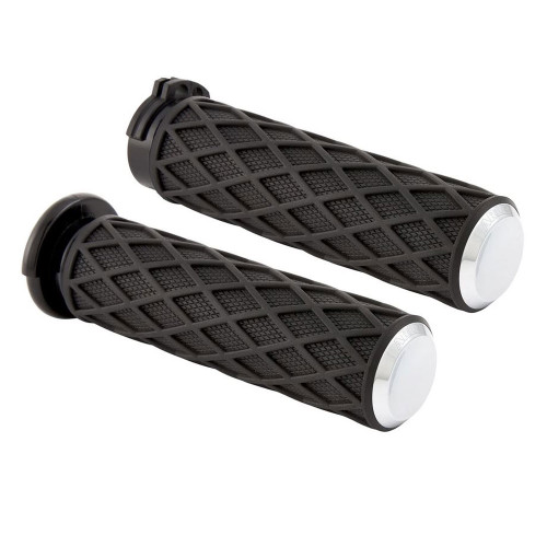 PartzBiz HD: 3485303-Arlen Ness Diamond Rubber Grips Chrome TBW Billet 1‚” คู่ Harley Big Twin XL PartzBiz HD: 3485303-Arlen Ness Diamond Rubber Grips Chrome TBW Billet 1‚” คู่ Harley Big Twin XL