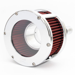 PartzBiz HD 5428 - Feuling BA Race Series Air Cleaner Red Filter Chrome Clear Cover Kit Harley M8