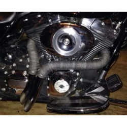 PartzBiz HD 60-370 - Chrome 2 L.A.F LAF Big Growl Short Shots Drag Pipes Exhaust Black Wrapped Harley