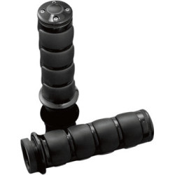 PartzBiz HD 6320 - Kuryakyn Black Rubber Soft ISO Cable Throttle Hand Grips Traditional Harley 6320