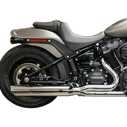 PartzBiz HD 634Z-32B - D&D 2:1 Chrome Fat Cat Straight Back Exhaust Pipe System Harley M8 Softail 2018+