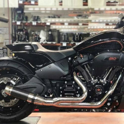 PartzBiz HD 640Z-32-A - D&D Bob Cat 2:1 Chrome Full Exhaust Polished Aluminum Sleeve Harley Softail 18+